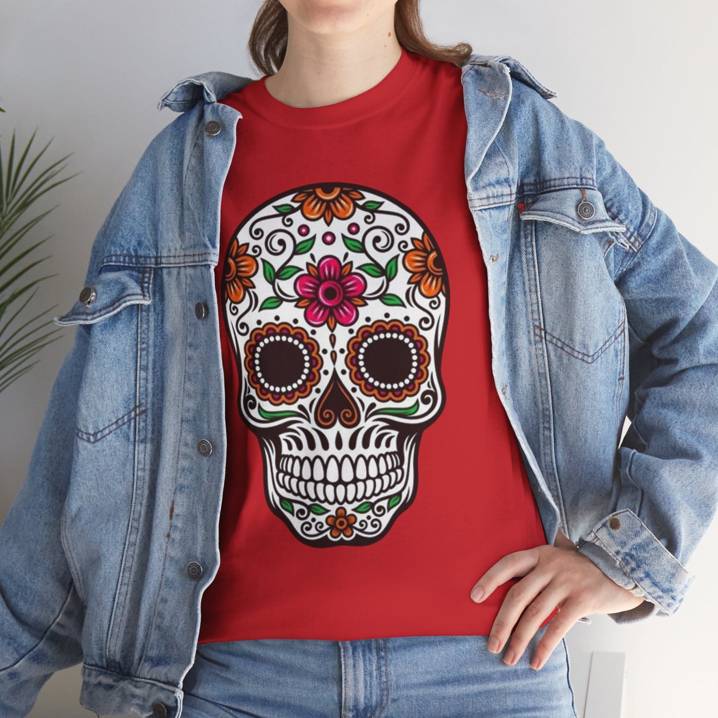 Camiseta Colorida de Calavera Floral del Día de los Muertos