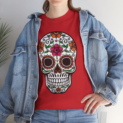 Camiseta Colorida de Calavera Floral del Día de los Muertos