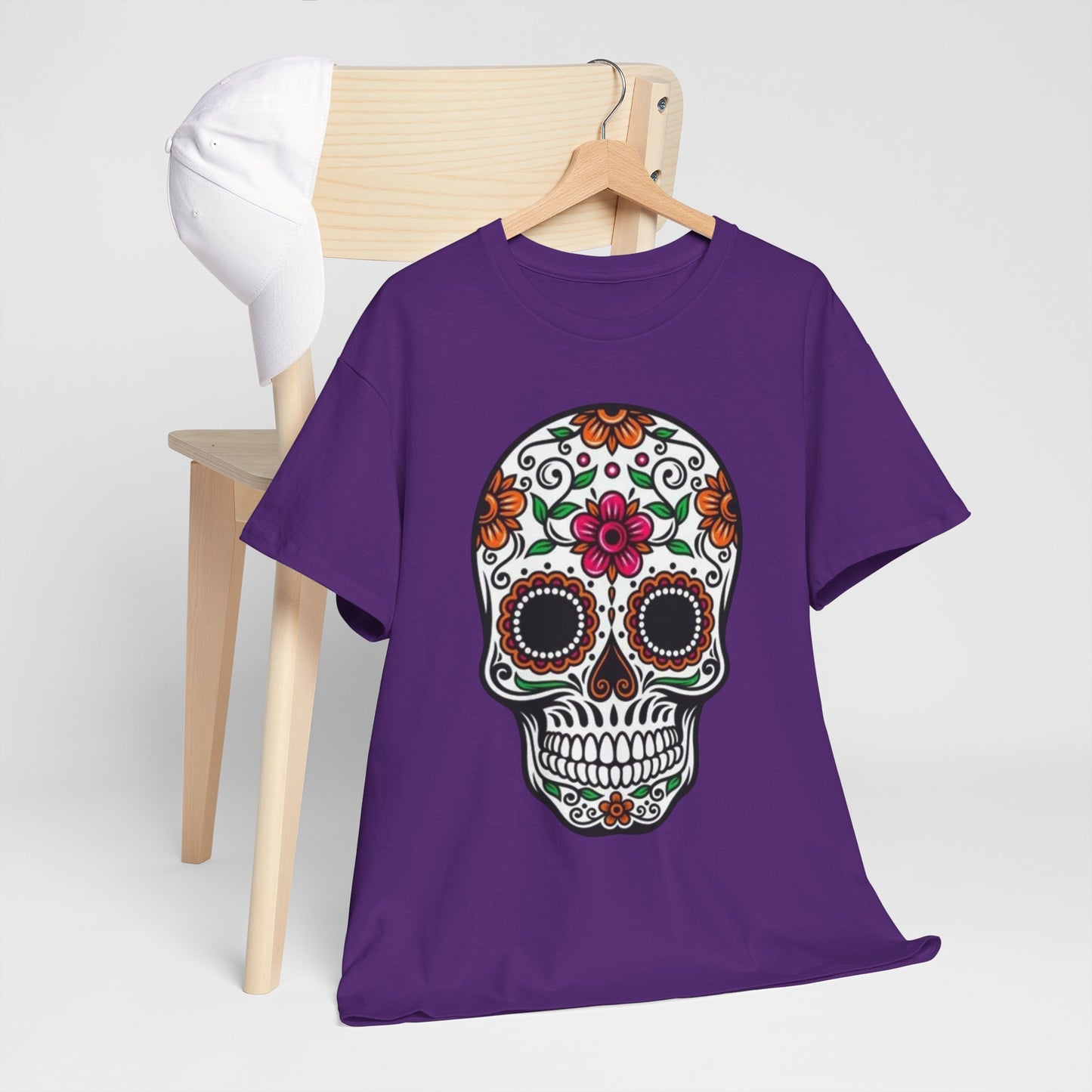 Camiseta Colorida de Calavera Floral del Día de los Muertos
