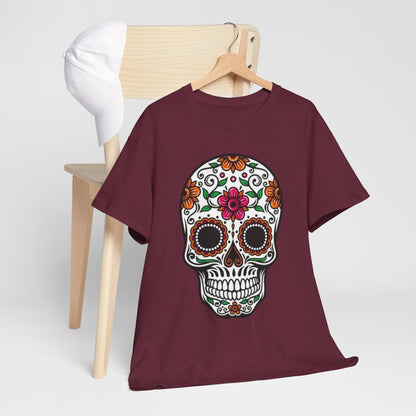 Camiseta Colorida de Calavera Floral del Día de los Muertos