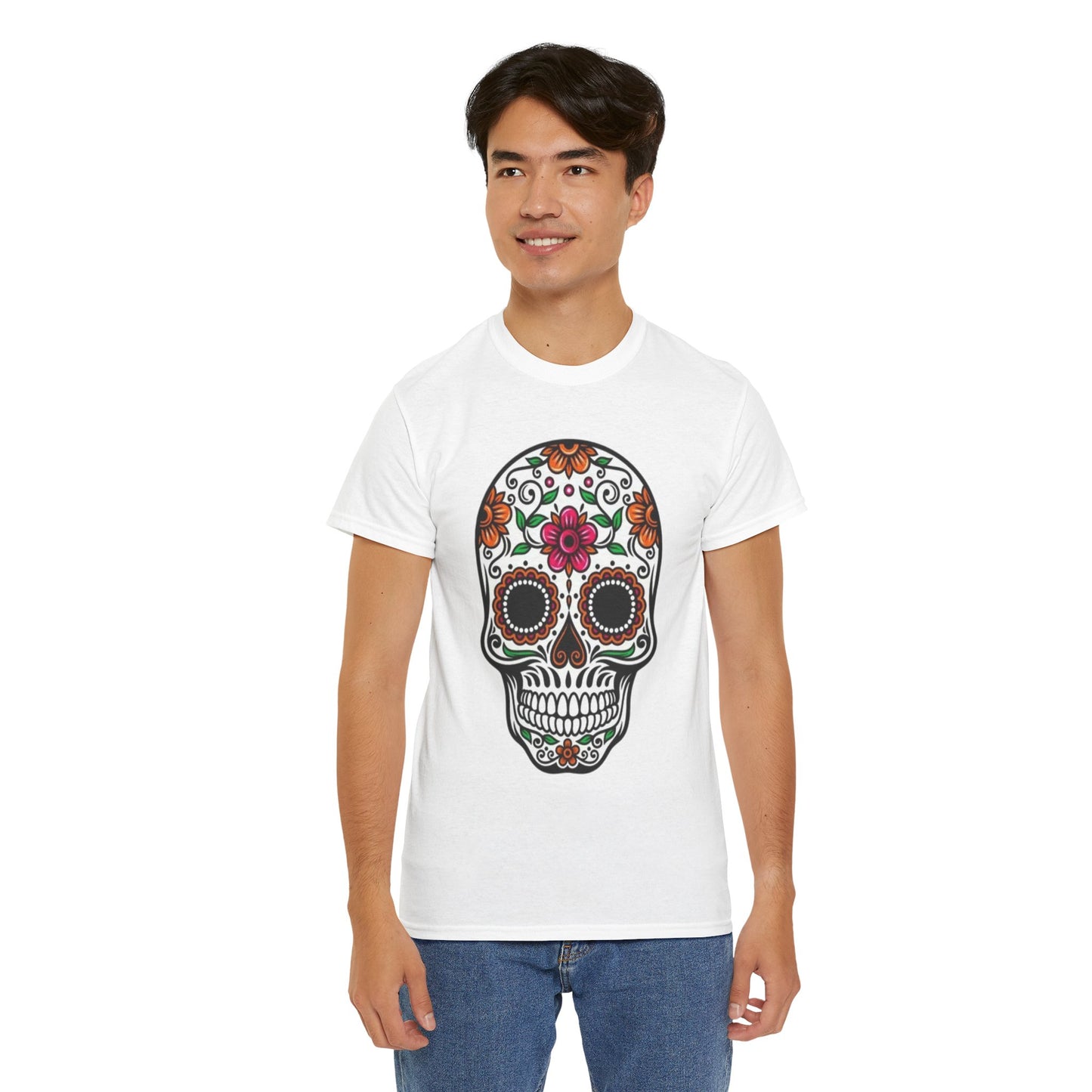 Camiseta Colorida de Calavera Floral del Día de los Muertos