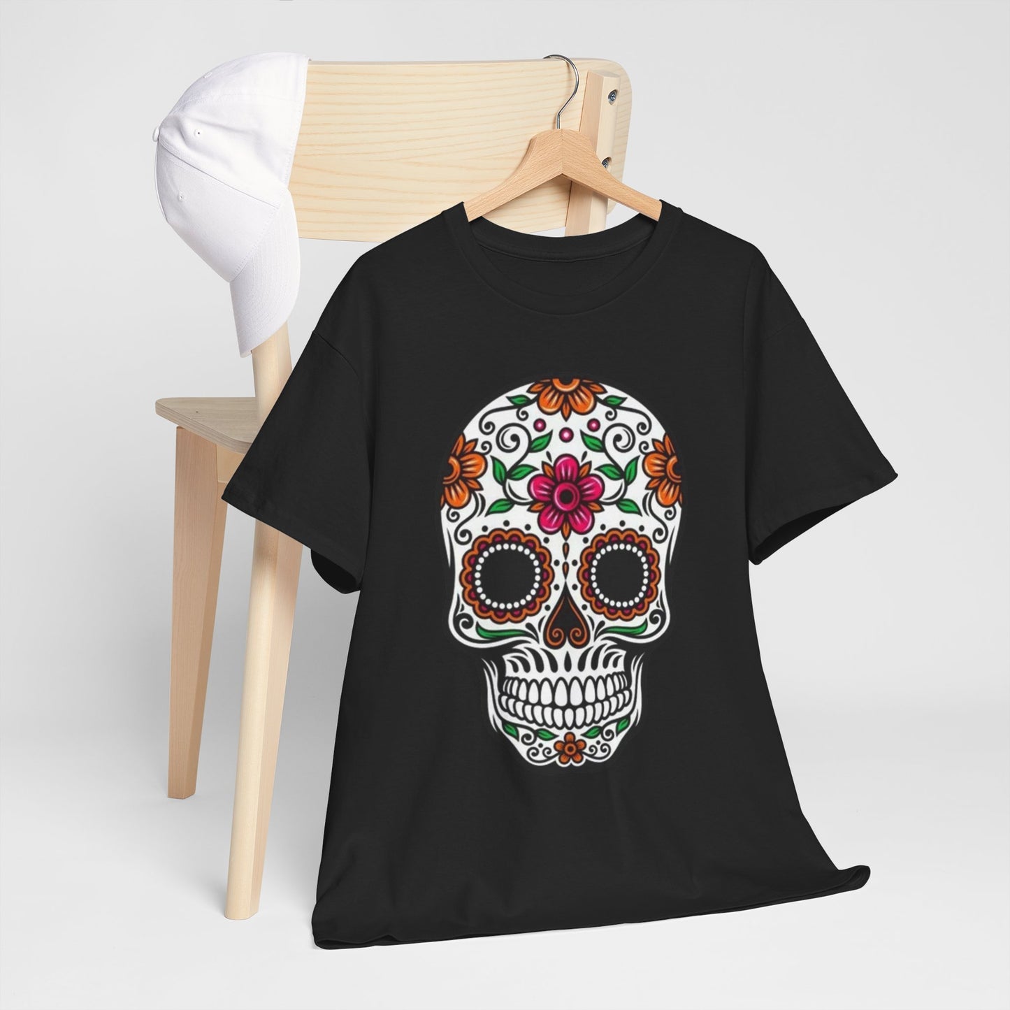 Camiseta Colorida de Calavera Floral del Día de los Muertos