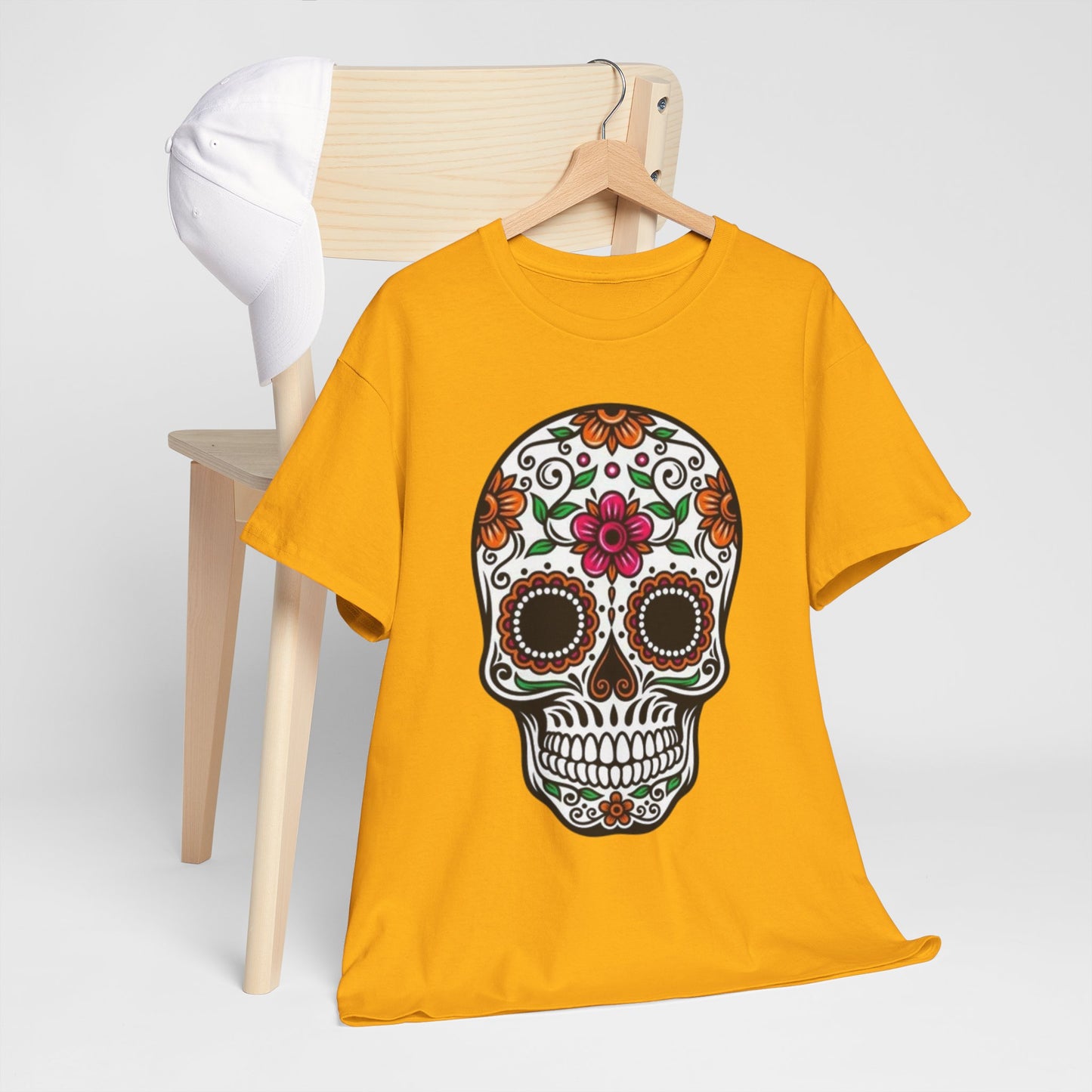 Camiseta Colorida de Calavera Floral del Día de los Muertos