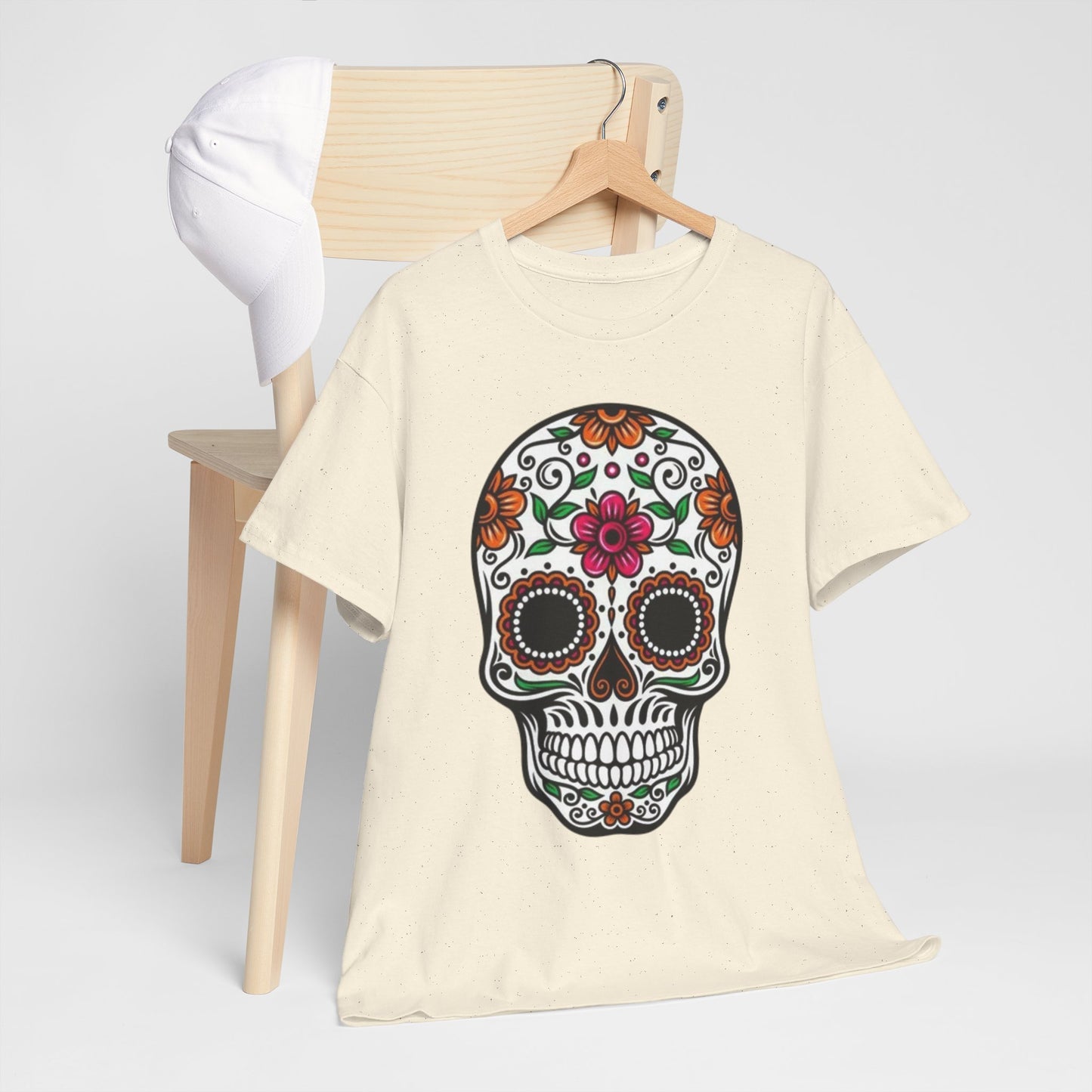 Camiseta Colorida de Calavera Floral del Día de los Muertos