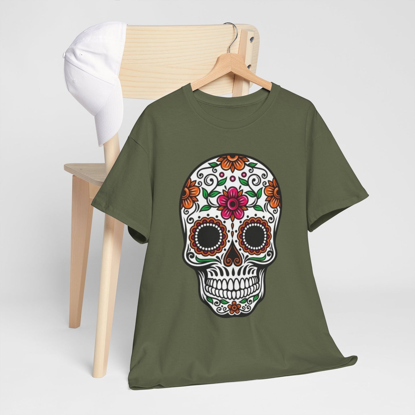 Camiseta Colorida de Calavera Floral del Día de los Muertos
