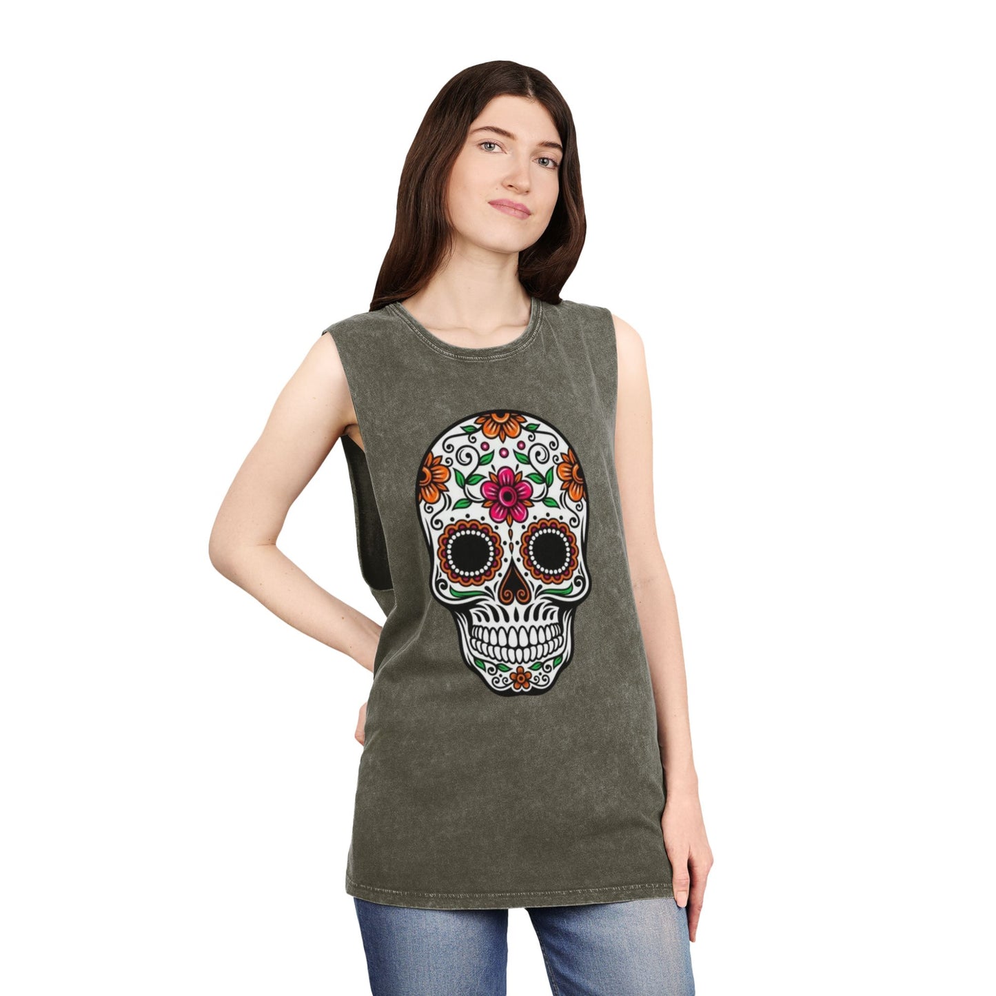 Camiseta sin mangas Calavera floral del Día de los Muertos