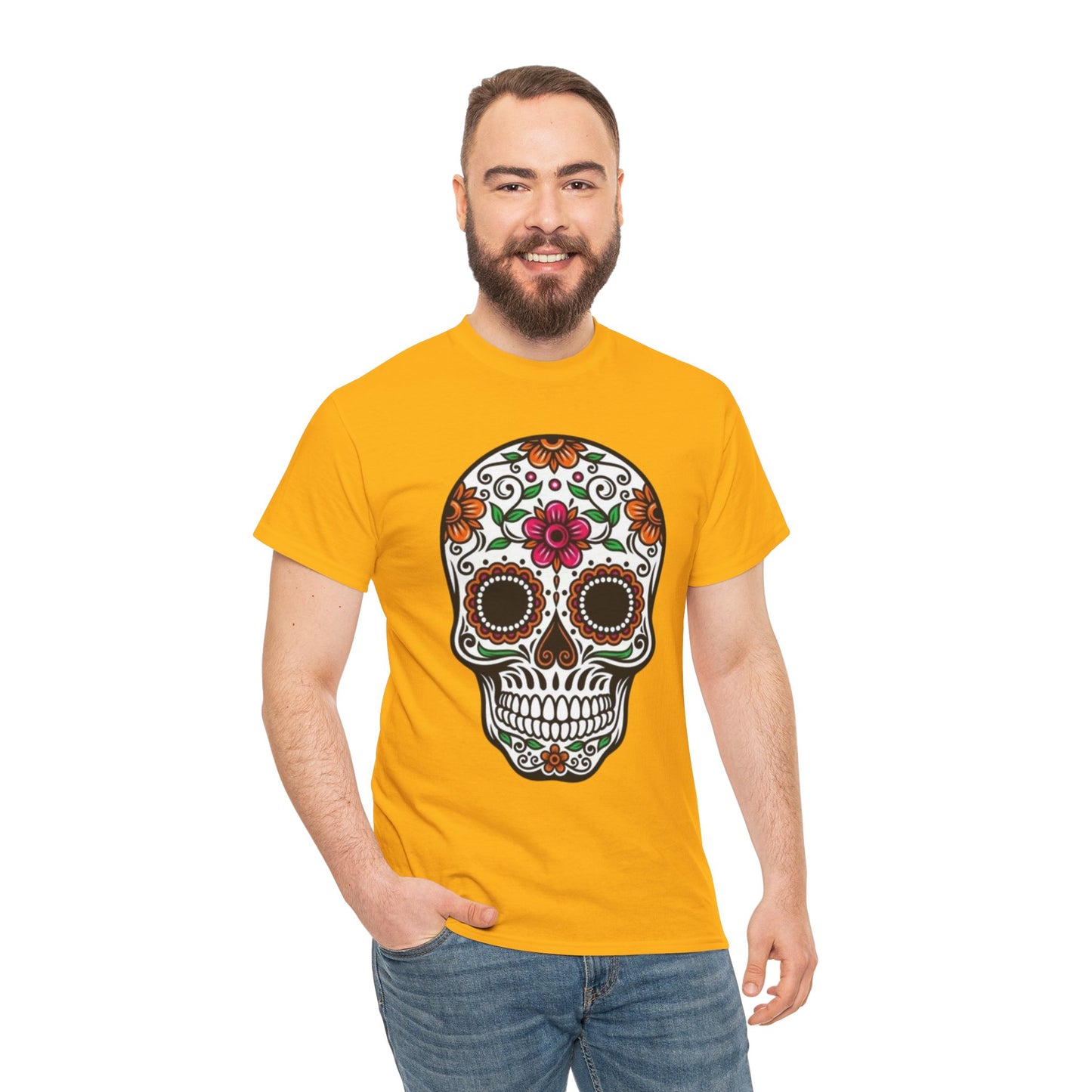 Camiseta Colorida de Calavera Floral del Día de los Muertos
