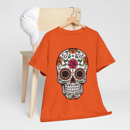 Camiseta Colorida de Calavera Floral del Día de los Muertos