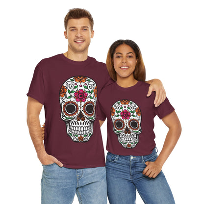 Camiseta Colorida de Calavera Floral del Día de los Muertos