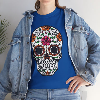 Camiseta Colorida de Calavera Floral del Día de los Muertos